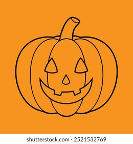 Halloween pumpkin line art vector illustration