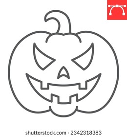 Halloween Kürbisliniensymbol, Feiern und Feiertage, Horrorsommer, Vektorsymbol, gourge Vektorgrafik, bearbeitbares Rahmenzeichen, eps10.