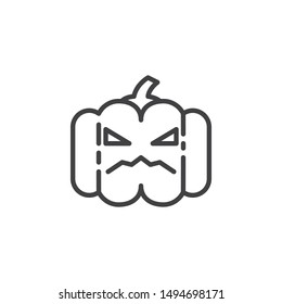 Halloween pumpkin line icon. linear style sign for mobile concept and web design. Scary pumpkin outline vector icon. Symbol, logo illustration. Vector graphics