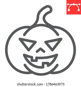 Halloween pumpkin line icon, halloween and scary, pumpkin sign vector graphics, editable stroke linear icon, eps 10
