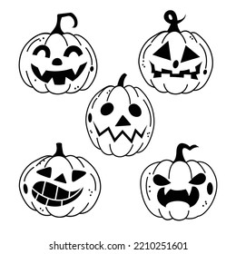 Halloween pumpkin line icons set.