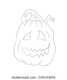 halloween pumpkin with lines, vector, white background
