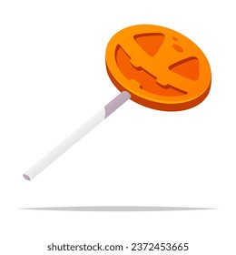 Halloween pumpkin lollipop candy vector isolated illustration