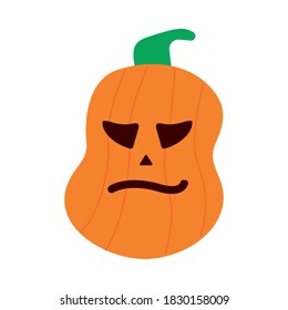 halloween pumpkin with long head flat style icon vector illustration design