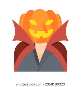 Halloween Kürbis Mann Cartoon Vektorgrafik, Kürbissymbol, Avatar, einzeln weißer Hintergrund.