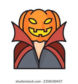 Halloween Pumpkin man cartoon vector, pumpkin icon,avatar, isolated white background.