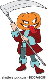 Halloween - Pumpkin man holding knife