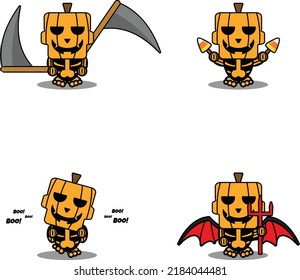 halloween pumpkin mascot character cartoon cute skull set halloween bundle