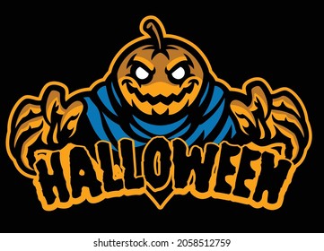 Halloween Pumpkin mascot in sport logo style