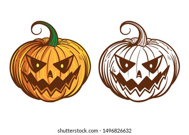 Halloween Pumpkin Mascot Vector Illustration Drawing