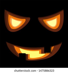 halloween pumpkin mask emotions which glows in paper cut style vector illustration