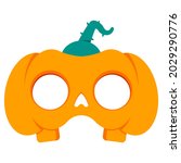 Halloween pumpkin mask vector cartoon illustration isolated on a white background.