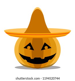 Halloween pumpkin with a mexican hat. Vector illustration design