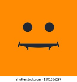 Halloween pumpkin or monster emoji on orange background. Vector illustration