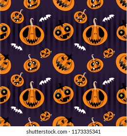 Halloween Pumpkin monster seamless pattern