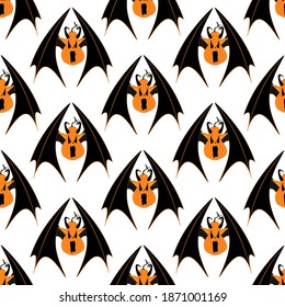 Halloween Kürbismonster nahtloses Muster auf weißem Hintergrund. Vektorgrafik