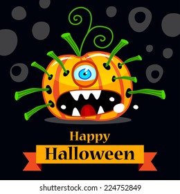 Halloween, pumpkin, monster, vector illustration