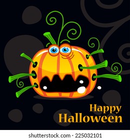 Halloween, pumpkin, monster, vector illustration