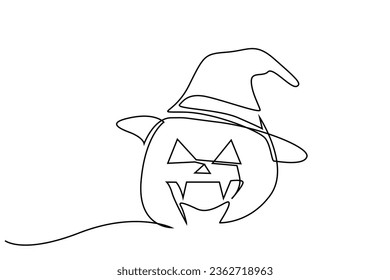 halloween pumpkin monster witch hat holiday line art design