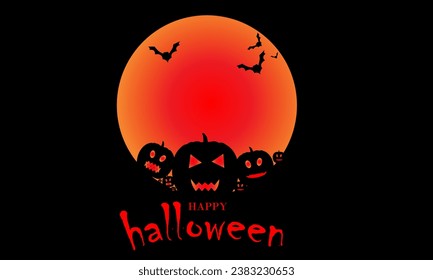 halloween with pumpkin and moon background design