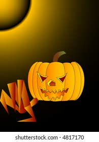 Halloween pumpkin and moon (vector)