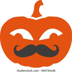 Halloween pumpkin with mustache