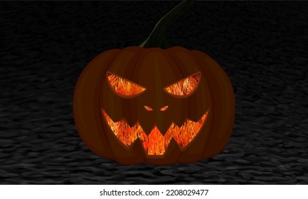 Halloween pumpkin at night vector graphics