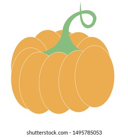 Halloween pumpkin with no face on white 
background. Vector cartoon Illustration.