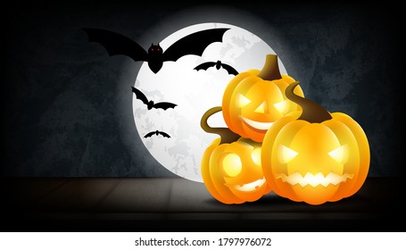Calabaza de Halloween de fondo. Diseño de ilustración vectorial.