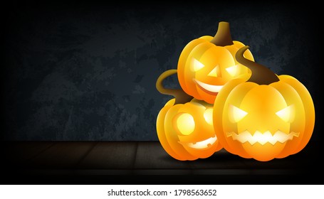Halloween pumpkin on background. Vector illustration design.