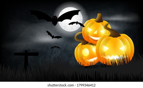 Halloween pumpkin on background. Vector illustration design.