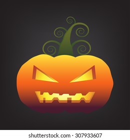 Halloween pumpkin on black background. Vector illustration.