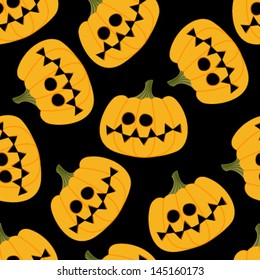 halloween pumpkin on black seamless pattern