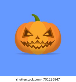 Halloween pumpkin on the blue background. Vector illustration design.