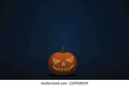 halloween pumpkin on blue gradient background, halloween poster