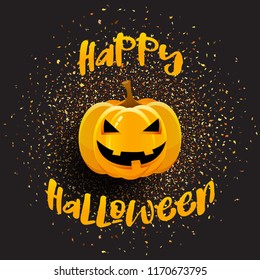 Halloween pumpkin on a confetti background