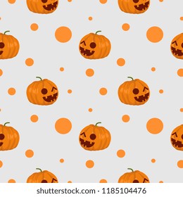 Halloween pumpkin on the cute background seamless pattern. vector illustration for fashion textile print and wrapping with festive design.