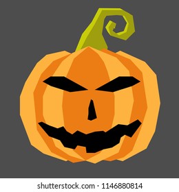 Halloween pumpkin on dark background. Cartoon Illustration.
