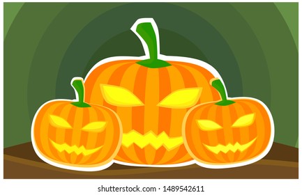 halloween pumpkin on a dark green background