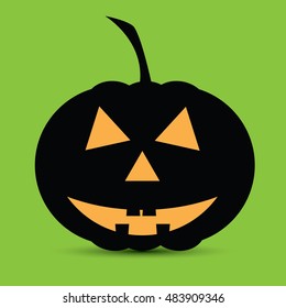 Halloween pumpkin on a green background - vector