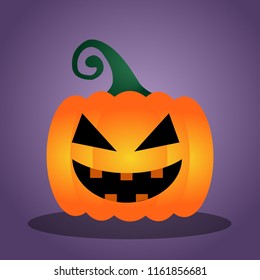 Halloween pumpkin on purple background.
