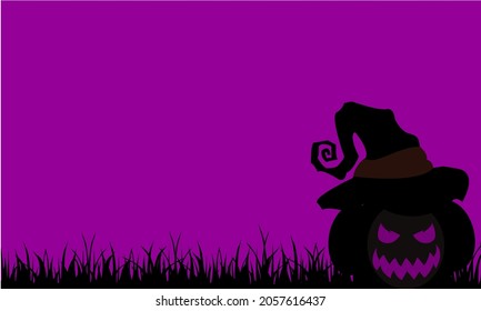 Halloween Pumpkin on a purple background.  pumpkin for your design for the holiday Halloween. Vector illustration.