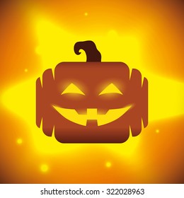 Halloween Pumpkin on shining Background, Vector Illustration