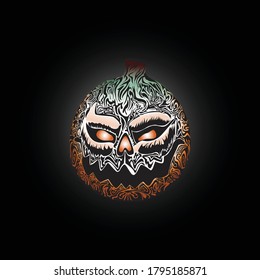 Halloween Pumpkin on Spooky Night. Trick or treat concept.