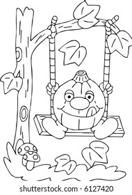 Halloween Pumpkin on the Swing