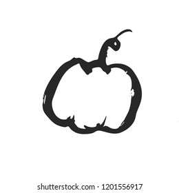 Halloween pumpkin on white background. Design element.  Can be used for poster, banner, flyer, invitation and web design. Vector illustration.