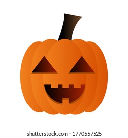 Halloween pumpkin on white background. Orange pumpkin with smile vector illustration