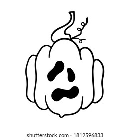 Halloween pumpkin on white background. Happy Halloween holiday. Vector illustrasion.