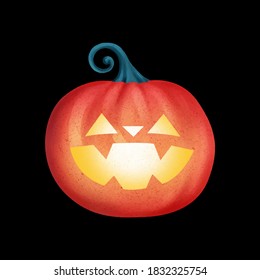 Halloween pumpkin on white background. Orange pumpkin with smile for your design for the holiday Halloween. Vector illustration
