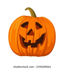halloween pumpkin on a white background. orange pumpkin with smile for Halloween design. Vector illustration.